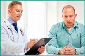 The patient at the reception of the doctor